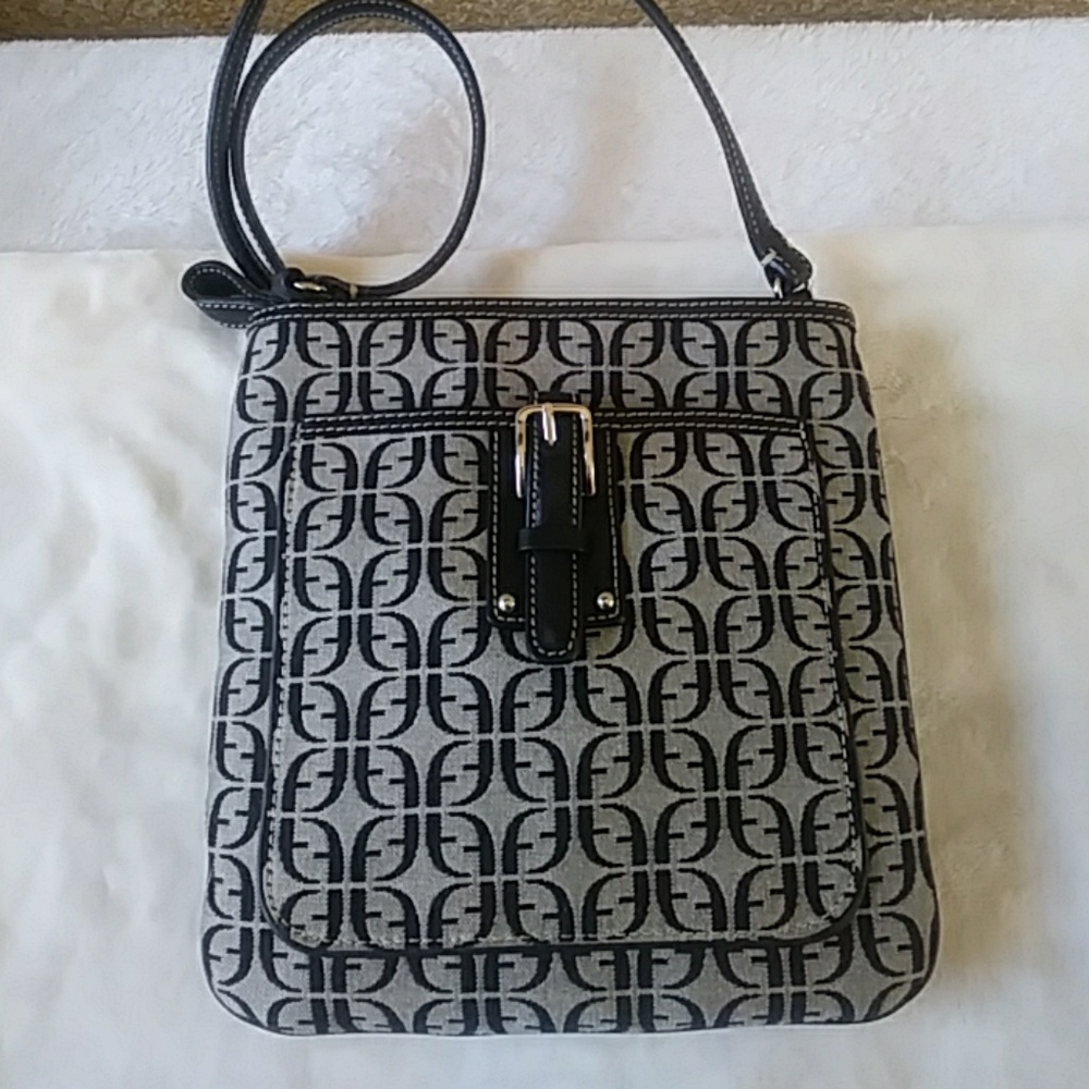 Fossil Logo Canvas Crossbody Bag EUC